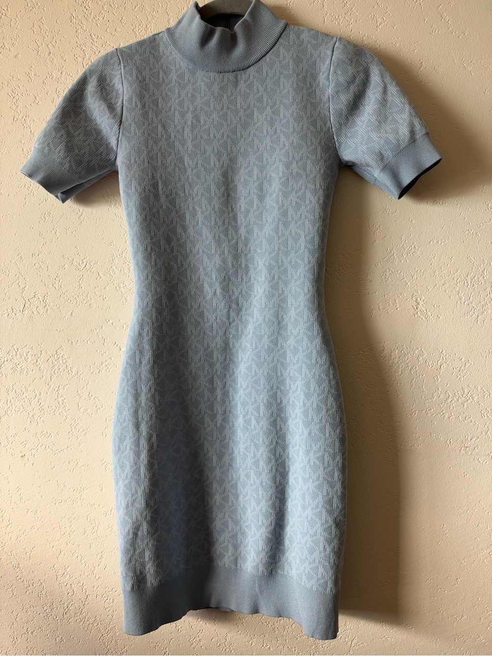 MICHAEL Michael Kors Powder Blue Short-Sleeve Knit Mini Dress